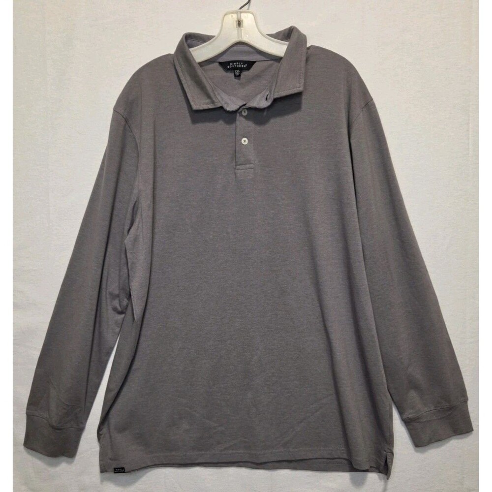 Simply Southern Men's XXL Gray Polo Shirt Long Sleeve New Classic